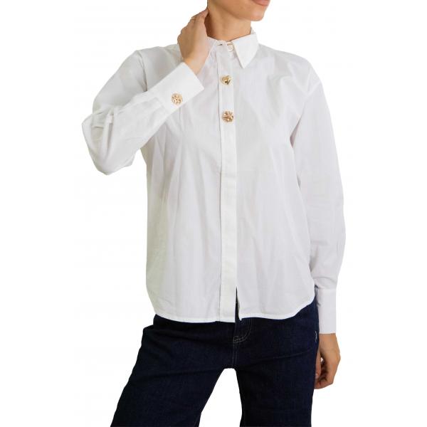 Camicia tinta unita con bottoni dorati Only 